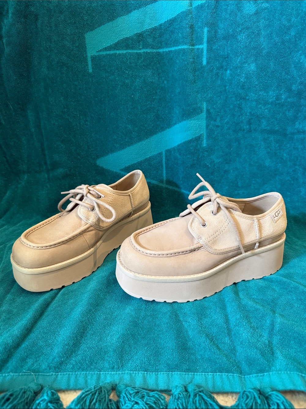 UGG Cream Platform Lace-Up Sneakers